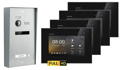 Produktbild von BALTER EVO-HD Aufputz Video Türsprechanlage 2-Draht BUS für 1-Familienhaus 4x 7" Touchscreen Monitor Silber-Schwarz-ohne WiFi