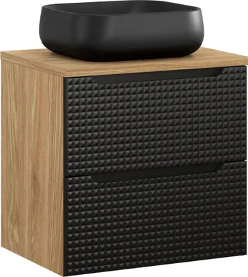 Obrázek produktu pro Koupelnová skříňka 60 cm černá s deskou a umyvadlem Nika
