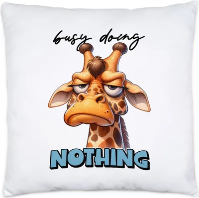 Produktbild von Busy doing nothing Kissen Inkl Füllung lustiger Spruch Busy Doing Nothing Giraffe