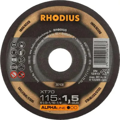 Zdjęcie produktu dla Rhodius XT70 BOX 211082 Cutting disc (straight) 115 mm 10 pc(s) Stainless steel, Steel