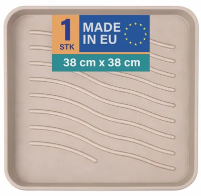 Produktbild von Schuhabtropfschale 38x38x2,5cm Beige 1er-Pack, Schuhwanne mit hohem Rand, wasserdicht, robuste Abtropfmatte für Schuhe, Schutz vor Schmutz & Nässe