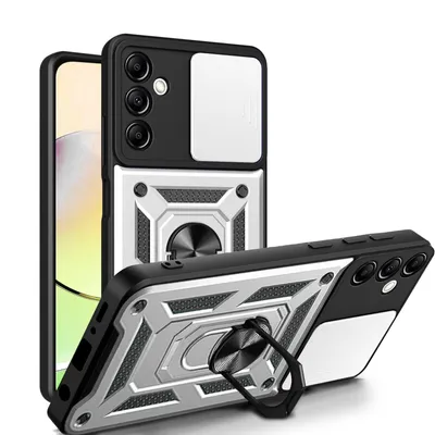 Produktbild von Outdoor Panzer Hülle für Samsung Galaxy A14 mit Kameraschutz Ringhalter Bumper  Silber
