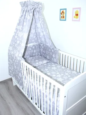 Produktbild von Primawela-Baby Bettwäsche Set- 5 teiliges Set mit Vollstoff Himmel Bettset Nestchen - 26.Star dunkel