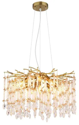 Produktbild von LED Pendelleuchte, Kronleuchter, goldfarben, Glaskristalle, H 120 cm