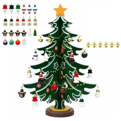 Produktbild von Adventskalender 2026 Kinder Holz Weihnachtsdeko Baum mit LED