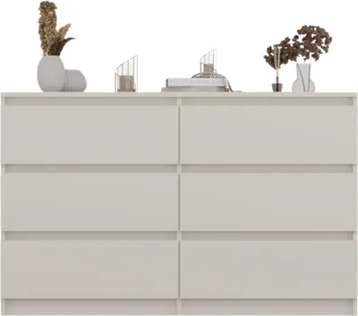 Produktbild von Kommode, Schlafzimmer Flur, Schrank, Sideboard, Highboard mit 6 Schubladen, Breite 120 cm Höhe 75 | Beige