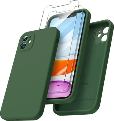 Produktbild von iPhone 11 Hülle mit Schutzfolie und Silikon Gel Case Kleegrün