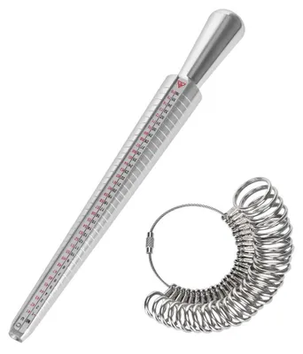 Imagen del producto de Calibrador de anillos de aleación de aluminio, herramienta para medir el tamaño de los anillos, juego con múltiples tamaños, para los dedos