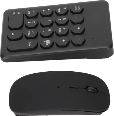 Obrázek produktu pro Numerická klávesnice Přenosná štíhlá 2,4GHz USB bezdrátová mini černá numerická klávesnice Myš Combo Set pro notebooky Stolní počítače PC