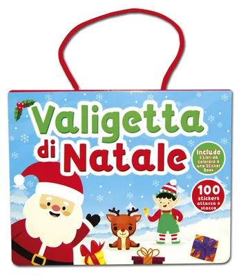 Weihnachtskoffer: 2 Malbücher + Stickerbuch + 100 Aufkleber