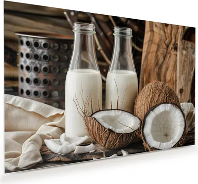 Produktbild von Glasbild 45x30cm in XXL für Wohnzimmer, Schlafzimmer Motiv Kokosnusslmahlzeit