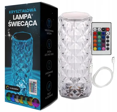 Produktbild von Kristall-LED-RGB-Lampe mit Fernbedienung und Touchpanel USB-C 16 Farben