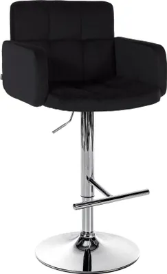 Obrázek produktu pro Stylová sametová barová židle - barový sedák - otočná o 360° a nastavitelná | Barva: černá | Barva podstavce: chrom
