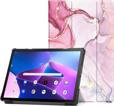 Produktbild von Schutzhülle für Lenovo Tab M11 11" (2024) Hülle TB-330FU TB-330XU Smart Cover Case Schutz Hülle Etui Standfunktion Wake Up & Sleep - Pink Marmor
