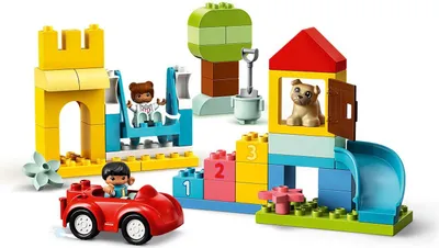Produktbild von LEGO DUPLO Deluxe Steinebox, Lernspielzeug für Mädchen und Jungen zum Bauen, Steine mit Aufbewahrungsbox, Kreativbox für Babys und Kleinkinder von 1,5 - 3 Jahre, Geschenk-Set 10914
