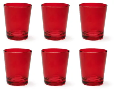 6 mundgeblasene Trinkgläser, 30 cl, rot, 8,5 x 8,5 x 10 cm