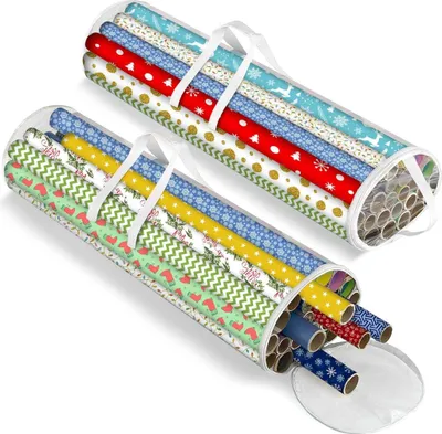 Produktbild von Geschenkpapier Aufbewahrung Tragetasche (2 Stk.) - Geschenkpapier Organizer aufbewahrung geschenkpapierrollen und Posterrolle