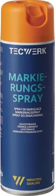 Zdjęcie produktu dla Farba w sprayu w kolorze pomarańczowym 500 ml puszka TECWERK