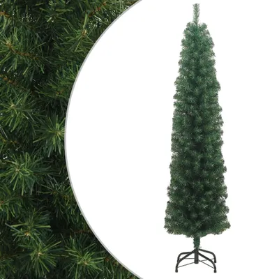 Produktbild von The Living Store Künstlicher Weihnachtsbaum Schlank mit Ständer Grün 240 cm PVC