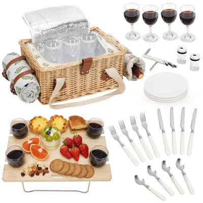 Produktbild von Omgoods – Picknickkorb für 4 Personen mit Weintisch