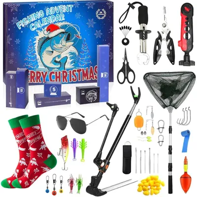 Produktbild von Angel Adventskalender 2026 für Männer & Jugendliche, 24 Tage Angler Zubehör Geschenkset