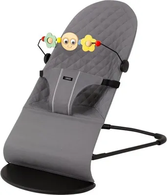 Produktbild von Laavir® Baby-Wippe - Klappbar & Tragbar - Verstellbare Rückenlehne - Spielbogen & Sicherheitsgurt - Grau