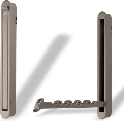 Produktbild von 2er Set Klapphaken ELBA moderner Garderobenhaken Kleiderlüfter Kleiderhaken klappbar zum Einlassen / 140 x 16 / 128 mm / Edelstahl-Optik Einlasshaken von SOTECH