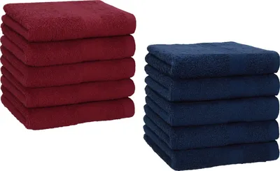 Produktbild von Betz 10 Stück Seiftücher 30x30 cm PREMIUM 100% Baumwolle  Farbe: dunkelrot und dunkelblau