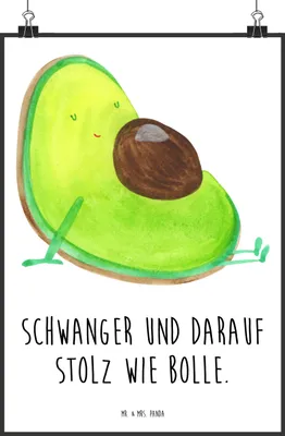 Produktbild von Mr. & Mrs. Panda Bild Avocado Schwangerschaft DIN A0 - Weiß - Geschenk, wanddeko, Wunder, Wandbild, kunstdruck poster, drucke, Liebe, Geburt