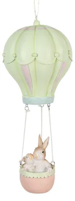 Produktbild von Clayre & Eef Oster-Anhänger Kaninchen Ø 14x34 cm Beige Grün Kunststoff