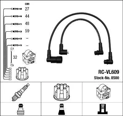 Produktbild von NGK 8500 Zündkabelsatz Zündleitungssatz für VOLVO 480 E (482) 440 K (445) 460 L (464)