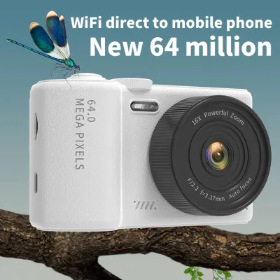 Obrázok produktu pre digitálny fotoaparát 4K pre deti a dospievajúcich, WiFi video, 64 MP, 3-palcový výklopný displej, 16-násobný zoom, integrovaná batéria LED s plniacim svetlom, 32 GB karta TF