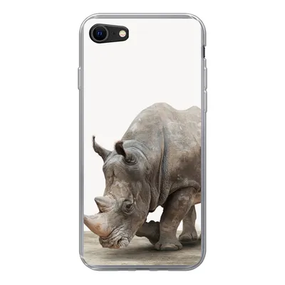 Produktbild von MuchoWow® Handyhülle Schutzhülle Hülle für iPhone 7 Nashorn - Jungen - Wildtiere - Kinder - Mädchen - Tiere Silikon Softcase Handy Hülle - Kartenhalter