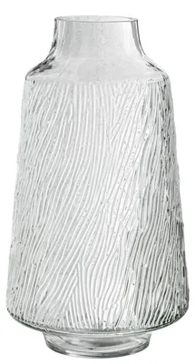Tafelvaas aus geripptem Glas, transparent, 17,5x17,5x30 cm