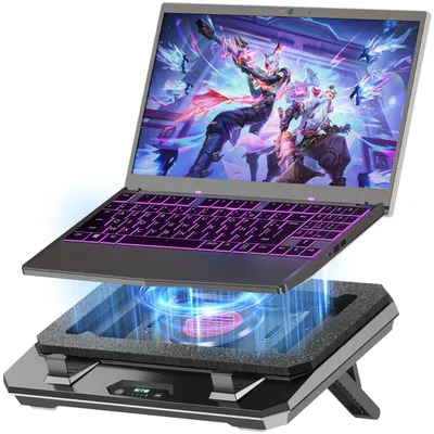 Obrázok produktu pre Chladiaca podložka pod notebook GT300 10 až 17 palcov, pre hranie hier, nastaviteľný stojan, turbochladič