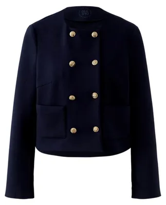 Produktbild von Oui Damen Jacke dunkelblau Größe 40 Scuba-Doppelreiheroptik mit zwei aufgesetzten Taschen