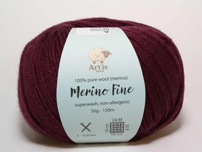 Image de Merino Fine Art'is Yarn 100 % pure Laine | Superwash et hypoallergénique (50 g/150 m) (133 aubergines)