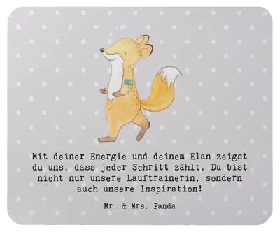Produktbild von Mr. & Mrs. Panda Mauspad Lauftrainerin Inspiration - Grau Pastell - Geschenk, Laufmotivation, computer, Trainerin, Mouse Pad, Sportart, Trainingseinheit, pc, Danksagung