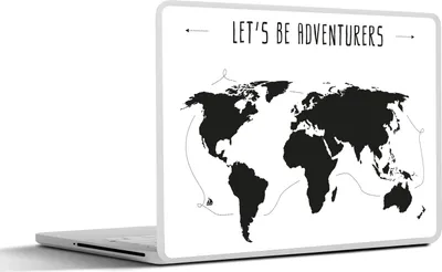 Produktbild von MuchoWow® Laptop Aufkleber Sticker Cover Weltkarte - Zitat - Schwarz - Weiß - Kind - Mädchen 31x22.5 cm - Laptop-Deko