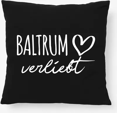 Produktbild von Huuraa Kissen Baltrum verliebt 40x40cm mit Füllung Black Baumwolle Dekokissen Geschenkidee