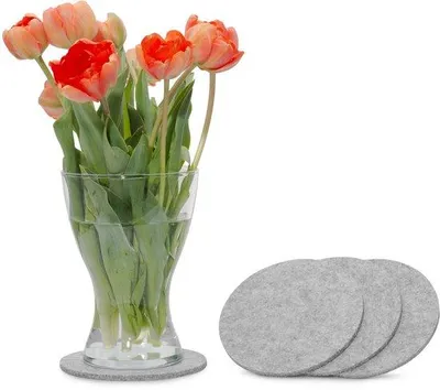 Produktbild von Vilten Glasonderzetters Rond 15cm, 4 Stk, Lichtgrijs, Tafel & Bar
