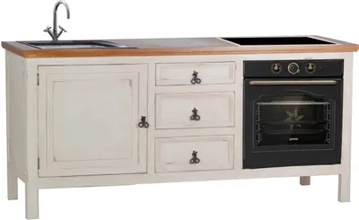 Produktbild von MiaMöbel Küchenmodul Mexico Möbel 191x91x65 cm Landhausstil Massivholz Pinie Weiß