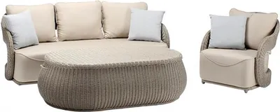 Produktbild von Rattanmöbel Garnitur Gartenlounge Sofagarnitur Loungemöbel Terrassenmöbel 3tlg