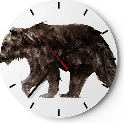 Produktbild von Wanduhr - Rund - Glasuhr - Tier Abstraktion - 30x30cm - Schleichendes Uhrwerk - Lautlos - zum Aufhängen bereit - Dekoration Modern - Wanddekoration aus Glas - C3AR30x30-3975