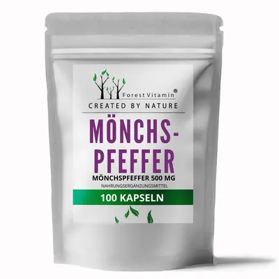 Produktbild von Mönchspfeffer 100 Kapseln - 500mg - Vitex Agnus Castus Extrakt - Forest Vitamin