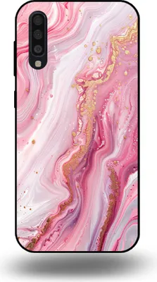 Produktbild von Smartphonica Handytasche passend für Samsung Galaxy A70s mit Marmordruck - TPU Rückseitenschutzhülle Marmordesign - Pink