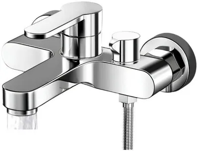 Produktbild von Montagebadkran mit Einhandbetätigung, 1/2-Zoll-Wasserhahn und Abflussrohr
