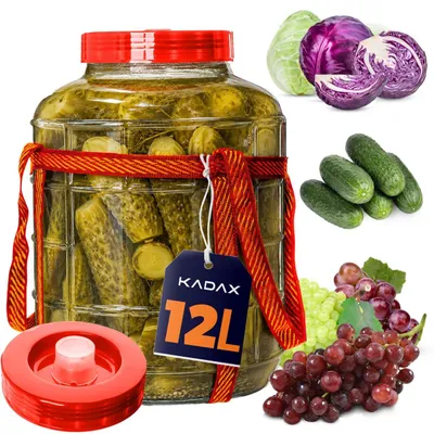 Zdjęcie produktu dla KADAX Słój Słoik Szklany Na Wino Ogórki Kapustę Do Kiszenia 12L Duży Balon