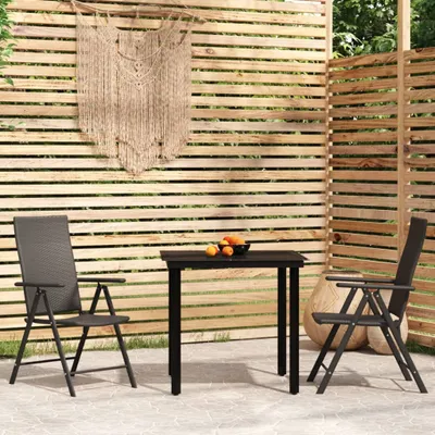 Produktbild von The Living Store 3-tlg. Garten-Essgruppe Schwarz
