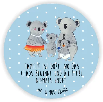 Produktbild von Mr. & Mrs. Panda magnet Koala Familie - Blau Pastell - Geschenk, whiteboardmagnet, für magnettafel, Kühlschrankmagnet, pinnwand, Koalas, Papa, Kinder, Muttertag, Mama